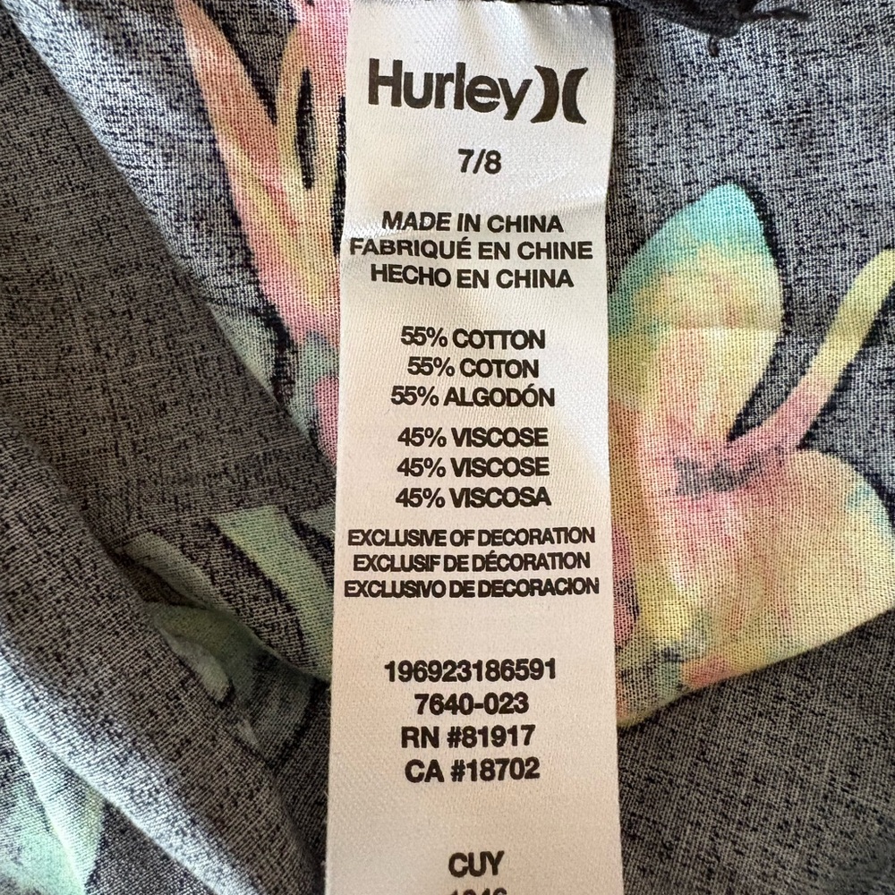 Hurley Multicolor Parrot Print Kids Shirt - Picture 5 of 5